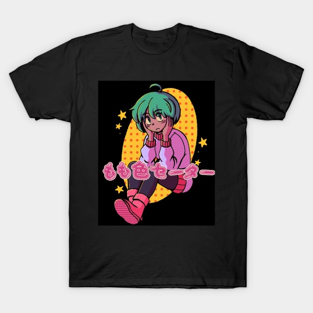 vaporwave anime aesthetic pink kawaii T-Shirt by KinseiNoHime